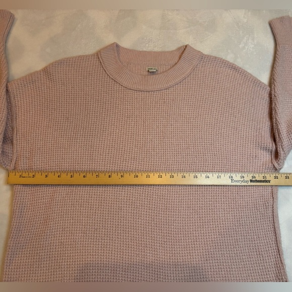 Aerie Sweater Light Pink Crew Neck Knit Waffle Pullover Size XS/TP - Picture 4 of 8